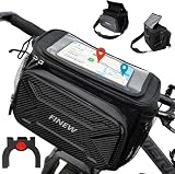 FINEW Lenkertasche Fahrrad mit Lenkeradapter für E Bike und Fahrrad, 6L Fahrradkorb Vorne, Wasserdicht Fahrradtasche Lenker mit Handyhalterung, Touchscreen, Abnehmbarer Schulterg