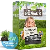 Fepro Rasendünger 25 Kg für ca. 500m² sattgrünen Rasen, ganzjährig - ohne Moos und Unkraut, NPK-Dünger mit Langzeitwirkung