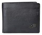 Brown Bear Geldbörse Herren Leder Schwarz RFID-Schutz mit Münzfach, Echtleder Portemonnaie hochwertig im Business-Look, Geldbeutel mit 11 Kartenfächer