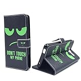 König Design Handyhülle Kompatibel mit ZTE Blade L3 Handytasche Schutzhülle Tasche Flip Case mit Kreditkartenfächern - Don't Touch My Phone Grün Schw