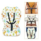 Kinderwagen Sitzkissen,Baby Hochstuhl Sitzkissen und 5 Punkt Gurte Set Muster Seat Liner Soft Safety First Kinderwagen Auflage Kissen Pad Matte Unisex,1 Set(Frosch)