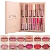 12 Farben Mattes Lippenstift-Set, samtiges Lipgloss-Set mit mattem Finish, feuchtigkeitsspendender Lippenstift mit Geschenkbox