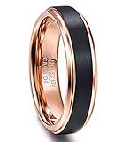 NUNCAD Wolfram Ring 6mm Rosegold Damen/Frauen/Mädchen, Unisex Fashion Ring für Geschenk, Hochzeit und Alltag, Größe 62 (22)