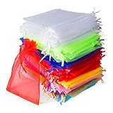 Mitening 100 Stück Organza Säckchen Klein, Organzasäckchen 10 x 15 cm Organzabeutel Stoffbeutel Stoffsäckchen Lavendelsäckchen Geschenk Schmuckbeutel Süßigkeiten Tüten