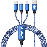 Multi USB Kabel,GIANAC Universal Ladekabel [1.2M] Schnell Ladekabel 3 in 1 Mehrfach Ladekabel iP Micro USB Typ C Lightning für iPhone, Android Galaxy, Huawei, Oneplus, Sony, LG, Honor View-Blue