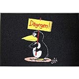 AS4HOME Waschbare Fußmatte - Pinguin - Dagegen ©Uli Stein - 50x75cm wash+Dry lustiger Fußabstreifer mit Cartoon Motiv