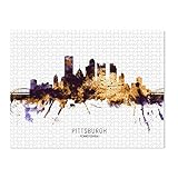 artboxONE Ravensburger-Puzzle XXXL (2000 Teile) Städte Pittsburgh Skyline PurpleGold