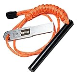 FERROFIRE FS384 Klassiker Feuerstahl 9,5 x 101,6 mm Feuerstein + 550 Paracord + Hervorragend Metallschaber + Magnesium Feuerstarter, Feuerstein Survival Ausrüstung, Outdoor Zubehör S