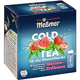 Meßmer Cold Tea Melone-Erdbeere | Belebe dein Wasser mit dem spritzigen Geschmack | ohne Zucker | ohne Kalorien | Alternative zu zuckerhaltigen Getränken wie Limonade oder Saft | 14 Pyramidenbeutel