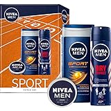 NIVEA MEN Sport Power Set, energiespendendes Geschenkset für den sportlichen Mann, Pflegeset mit Antitranspirant, Duschgel und NIVEA MEN Creme