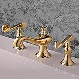 Wasserhahn mit drei Löchern, Gold, kreativ, Badezimmer, Badewanne, Warm- und Kaltwasser, Heizmaterial, Armatur, schön, praktisch