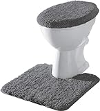 Erwin Müller Stand-WC-Set 2-TLG. Uni, WC-Umrandung, WC-Deckelbezug rutschhemmend anthrazit - ultraweich, extrem saugfähig, flusenarm (weitere Farben)