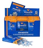MINICO All-in-One Premium Slim Zigarettenfilter in Box (geeignet für 5-6-7 mm) 450 Stück | Zigarettenfilter aufsatz | Halterung | Teer Filter | Mini Mikro Filtrationssystem | 15 x 30 Stück Pro Box
