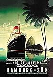 Werbeposter für die Cap Arcona Steamphip und Reise nach Rio Di Janeiro auf der Hamburg Südlinie Poster Druck von unnown (24 x 36)