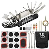 Tagvo Fahrradwerkzeug-Kit, 16 in 1 Fahrrad-Multifunktionswerkzeug mit Patch-Kit und Reifenheber, Fahrrad-Fix-Tool-Kit, Bike Cycling Repair Tools Bundle, Zyklus-Wartungs-Kits mit Beutel