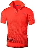 jeansian Herren Summer Sportswear Wicking Breathable Short Sleeve Quick Dry Polo T-Shirts Tops LSL195 Orange L