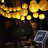 Moxled Solar Lichterkette Lampions Außen, 8M 30 LED Laternen Lichterkette Aussen Wasserdicht, 2 Modi Solar Beleuchtung für Garten, Hof, Balkon, Hochzeit, Fest Deko (Warmweiß)