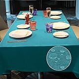 Balcony&Falcon Tischdecke Leinenoptik tischdecke abwaschbar Tischtuch Leinen Tischläufer Tischwäsche Eckig Wasserdicht Tischdecke Blau 140 x180