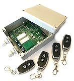 Set 4x Handsender Funk Empfänger Steuerung für alle 433MHz Sender mit Keeloq universal 2 Kanal 230V max. 16A Relais ADK-7 Garagensteuerung Lampensteuerung Jalousiesteuerung