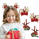 2 Paar Weihnachten Haarspangen für Mädchen, Niedliche Weihnachten Rentier Geweih Bogen Ohren Haarspangen Geweih Kopfschmuck Glitzer Haarnadel für Frauen Weihnachtsfeier Rentier Haarspang