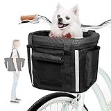 ANZOME Fahrradkorb Vorne für Hund Abnehmbar Fahrrad Korb für Damen Hundkorb mit Sicherheitsgurt