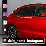 Instagram Aufkleber Name | personalisiert | Druck & Plot mit Hashtag Logo - Tuning Auto - Werbung - Social Media - Wunschtext