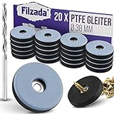 Filzada® 20x Teflongleiter zum Schrauben - Ø 38 mm (rund) - Möbelgleiter/Teppichgleiter PTFE (Teflon) inkl. Schrauben