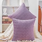 Madizz 2er Set Samt Dekorativ Zierkissenbezüge Luxus Stil Kissenbezug für Sofa für Schlafzimmer Violett 40x40 cm Quadrat