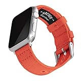 Archer Watch Straps - Canvas-Uhrenarmband für Apple Watch (Rot Orange, Silber, 38/40/41mm)