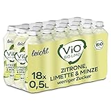 ViO BiO Limo leicht Zitrone Limette-Minze, Reines Mineralwasser gemischt mit Zitrone & Limette sowie einem leichten Geschmack von Minze, EINWEG Plantbottle (18 x 500 ml)