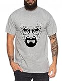Face Heisenberg Herren T-Shirt Hermanos Bad Mr White Breaking, Farbe:Dunkelgrau Meliert;Größe:XL
