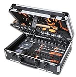 BETA 2056E/I-20 Koffer Aluminium-Werkzeugkoffer Werkzeug-Set für allgemeine Instandhaltungsarbeiten (163-teiliges Werkzeugsortiment, höchst widerstandsfähig, Made in Italy), Schwarz