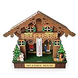 Sunsdew Wetterhaus, Wald Wetter Haus mit Mann und Frau, Holz Chalet Barometer Thermometer und Hygrometer Haus Dekoration Wand Behang Ornamente