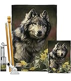 Wild Spirit Gartenhaus Flagge Kit Tiere Wildtiere Outdoor Hirsch Bär Wolf Haustier Natur Bauernhof Tier Kreatur Dekoration Banner Kleiner Hof Gift 32 cm x 48