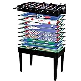 GAMES PLANET Multigame Spieletisch Mega 15 in 1, inkl. komplettem Zubehör, Spieltisch mit Kickertisch, Billardtisch, Tischtennis, Speed Hockey UVM. in schwarzem Holzdekor