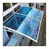 LIANGJUN Türvordach Veranda, blau, durchscheinendes Polycarbonat, Überdachung für den Außenbereich, mit weißer Halterung für Terrasse, Haustür, Garten, individuelle Größe (Größe: 80 x 160 cm)