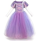 IBTOM CASTLE Kinder Mädchen Kostüm Prinzessin Rapunzel Lang Kleid Party Cosplay Verkleidung Festlich Karneval 3-4 Jahre