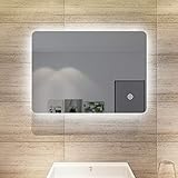 SONNI Badspiegel 50x70 cm LED Badspiegel mit Beleuchtung Badezimmerspiegel mit Touch-Schalter Wandspiegel IP44 energiesparend kaltweiß