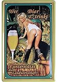 Schatzmix Wer Bier trinkt, unterstützt die Landwirtschaft Pinup/pin up sexy Girl blechschild erotik metallsign