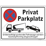 Schild Privatparkplatz Parken Verboten Aluminium Reflektierend 40x30 cm, Schilder für Privatparkplatz Parkverbot Schild Kostenpflichtig Abschleppen, UV-beständig, Wasserfest, Rostfrei, mit Bohrlöcher