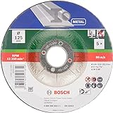 Bosch Trennscheibe (für Metall, Passend zu handgeführten Winkelschleifern mit einem Durchmesser der Trennscheiben von 125 mm, Zubehör Winkelschleifer) (5 Stück) 1er Pack