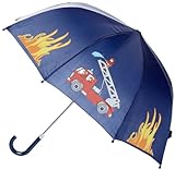 Playshoes Jungen Regenschirm Feuerwehr Design, Blau (Original), (Herstellergröße: One Size)