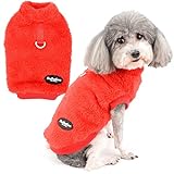 Zunea Fleece Hunde Sweater Mantel Warme Pullover Winterjacken für kleine Hunde Weiche Fuzzy Welpen Kleidung mit D-Ring für Geschirr Leine Kaltes Wetter Haustier Chihuahua Katze Bekleidung Rot XXL