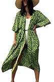 YouKD Bohemian Kimono Langarm Strickjacke Strand Badeanzug Cover Up Maxikleid für Frauen