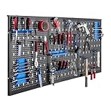 Arebos Werkzeugwand 3-teilige Lochwand Werkstatt | 17-teiliges Hakenset & Halterungen | 120 x 60 x 2 cm | Werkzeuglochwand aus Metall für Werkstatteinrichtung inkl. Montagematerial | B