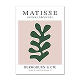 HEARSO Matisse Nordic Wandkunst Minimalistische Poster und Drucke Abstrakte grüne Koralle Leinwand Gemälde Retro-Bilder für Wohnzimmer Dekor 50x70cmx1 Kein Rahmen