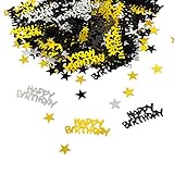 Oblique-Unique® Happy Birthday Geburtstag Konfetti Gold Silber Schwarz Sterne Tisch Deko 500 Stück
