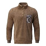 Herren-Sweatshirts mit Kragen, flauschiges Herren-Sweatshirt, Winter-Sweatshirt, 1/4-Reißverschluss, Pullover, Stehkragen, flauschige Fleecejacke, super weich, A1-Kaffee, XXXL