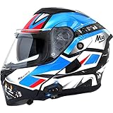 KASOI Helm, Motorradhelm, Motorrad-halbhelm, Bluetooth-Helm Mit 3/4-visier, Scooter-Helm, Vollgesichtshelm Für Erwachsene, E-Speed-blau (klarer Spiegel: Artikel #101),S