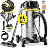 Monzana® Nass Trockensauger 5in1 Industriestaubsauger 2400W 30L Edelstahl Steckdose Nasssauger mit Blasfunktion Laub Push&Clean Waschsauger B